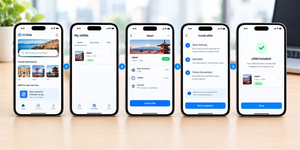 Install Airhub eSIM in app