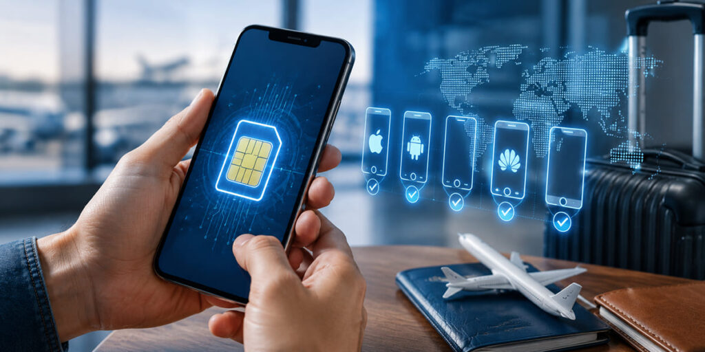 Checking smartphone eSIM compatibility before travel