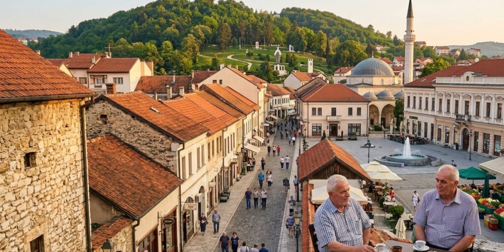 Tuzla Old Town Bosnia streets and landmarks