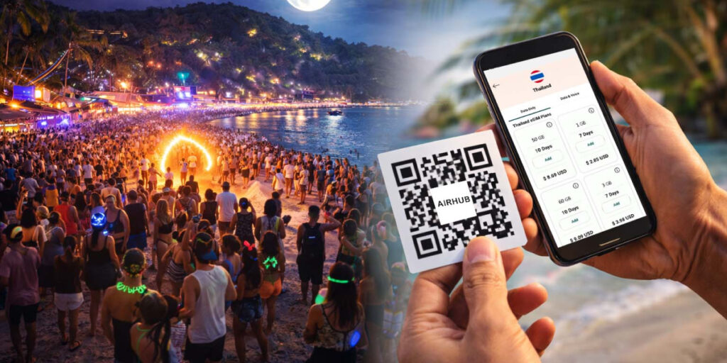 person using Airhub's Thailand eSIM plans