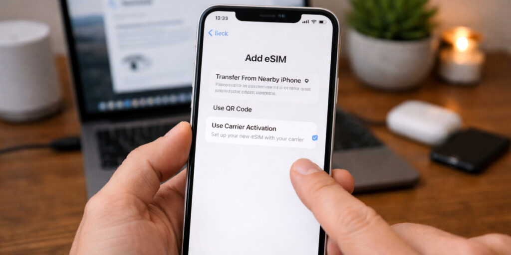 activating eSIM on iPhone without a QR scan