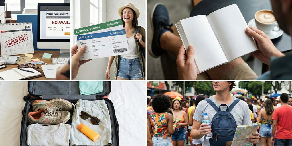 Travel planning and packing for festival