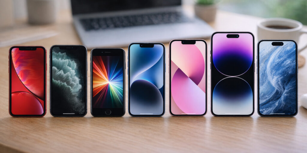 7 iphones in a queue