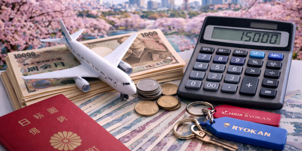 calculator with passport and money
