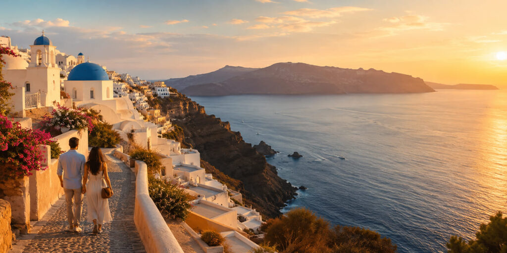 Santorini Greece cliffside villages and caldera view