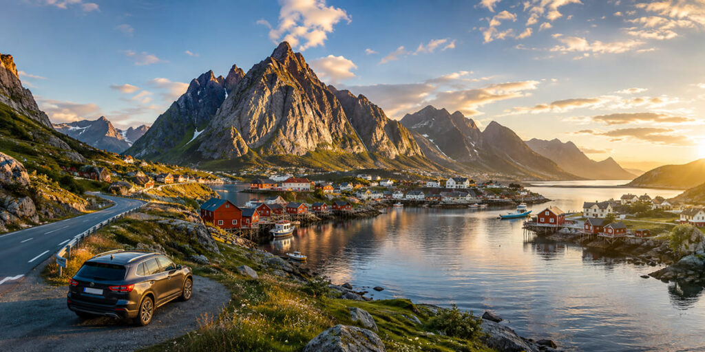 Lofoten Islands Norway mountains and fishing villages