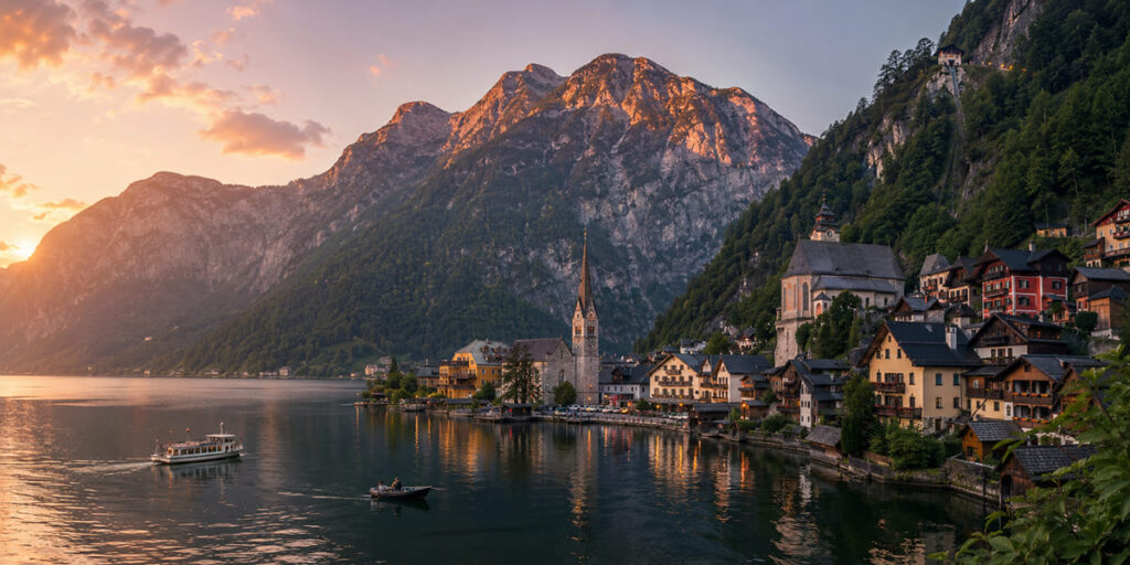 Hallstatt Austria lakeside village and mountains