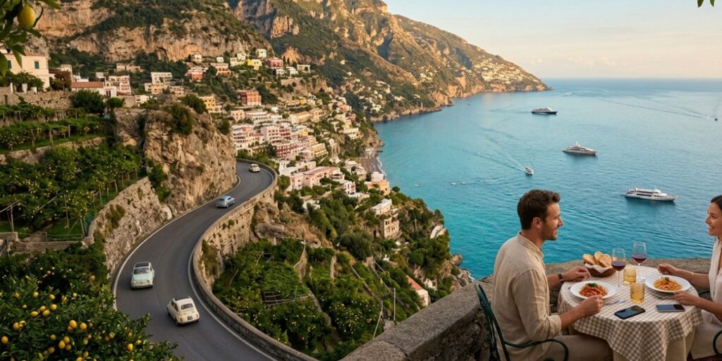Amalfi Coast cliffs and colorful villages