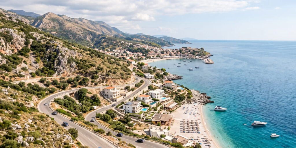 Scenic Albanian Riviera coastal road between Vlorë and Saranda