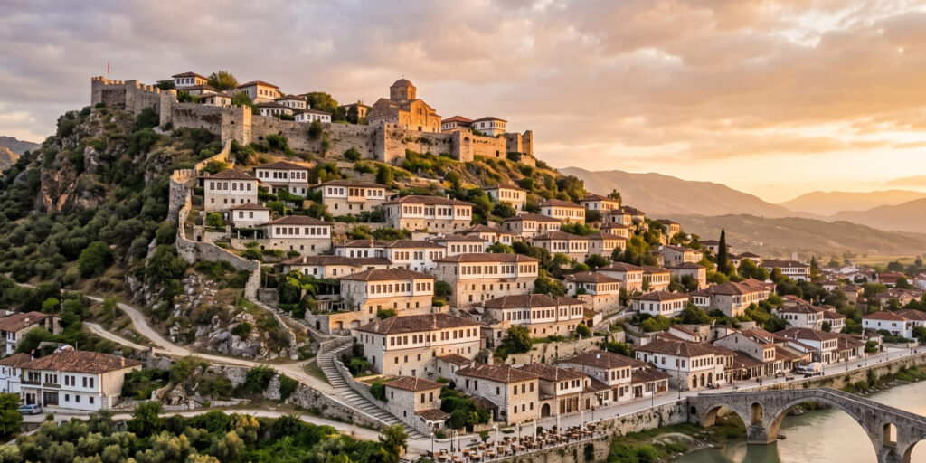 Panoramic view of Berat, the City of a Thousand Windows