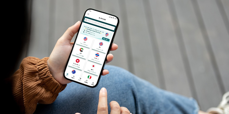 person using Airhub's eSIM plans