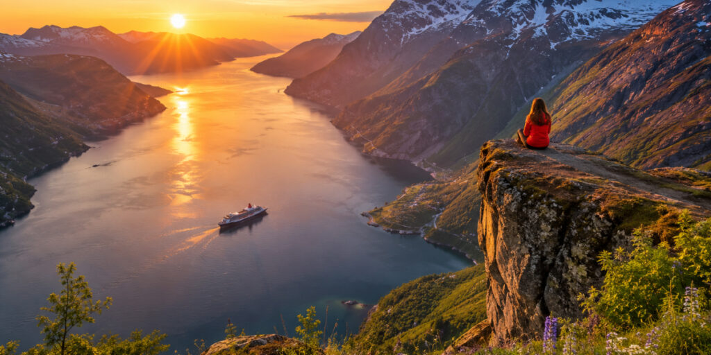 View of Midnight Sun & Fjords