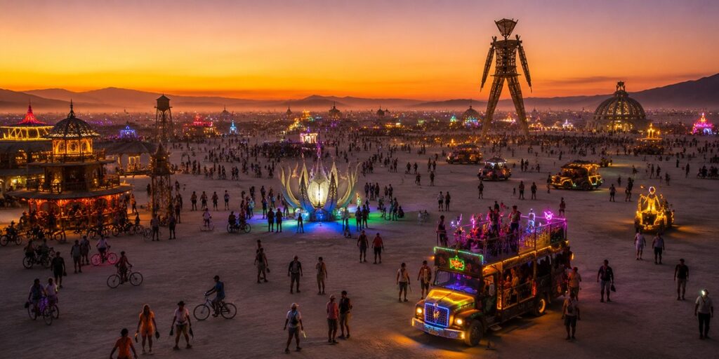 Black Rock City at night