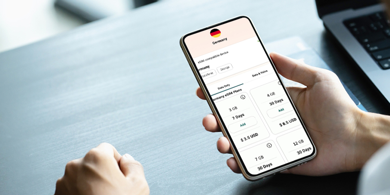 phone showing airhub's germany esim plans