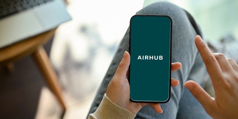 a person using Airhub on phone