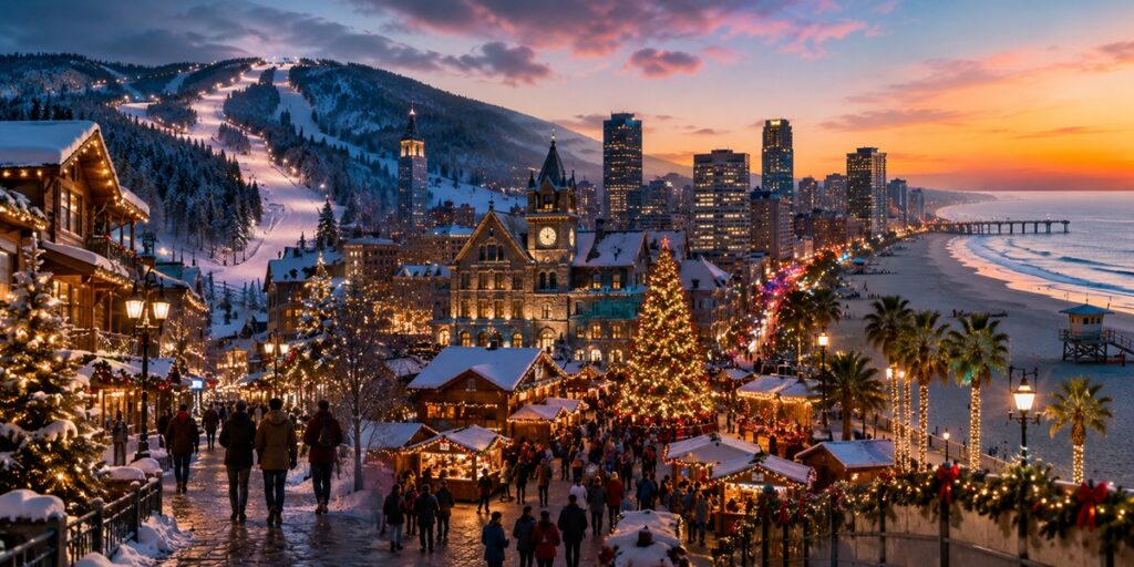 December USA Travel Holiday Scene