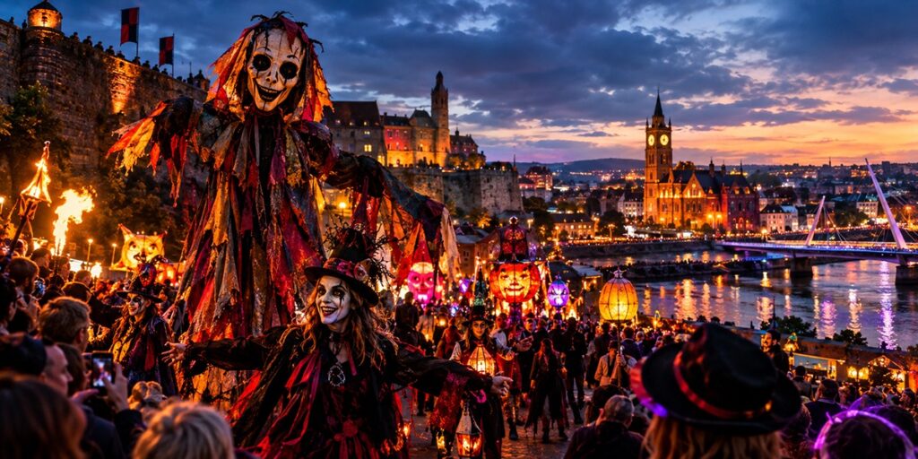 Derry Northern Ireland Halloween festival parade and spooky carnival