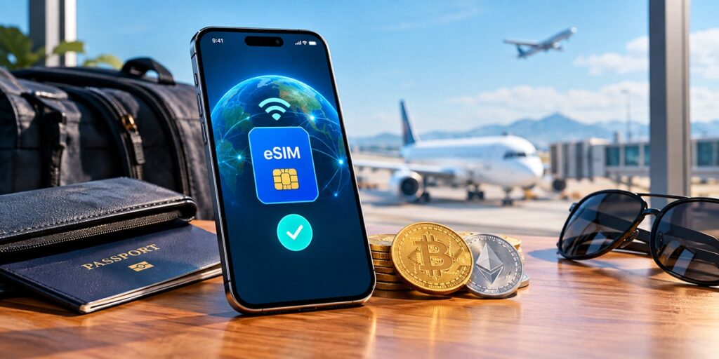 Buying and activating an eSIM with cryptocurrency for travel
