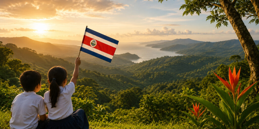 two kids with flag