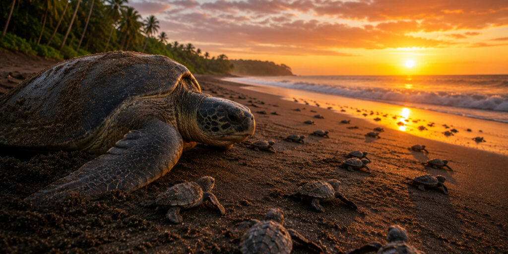 the turle and sunset