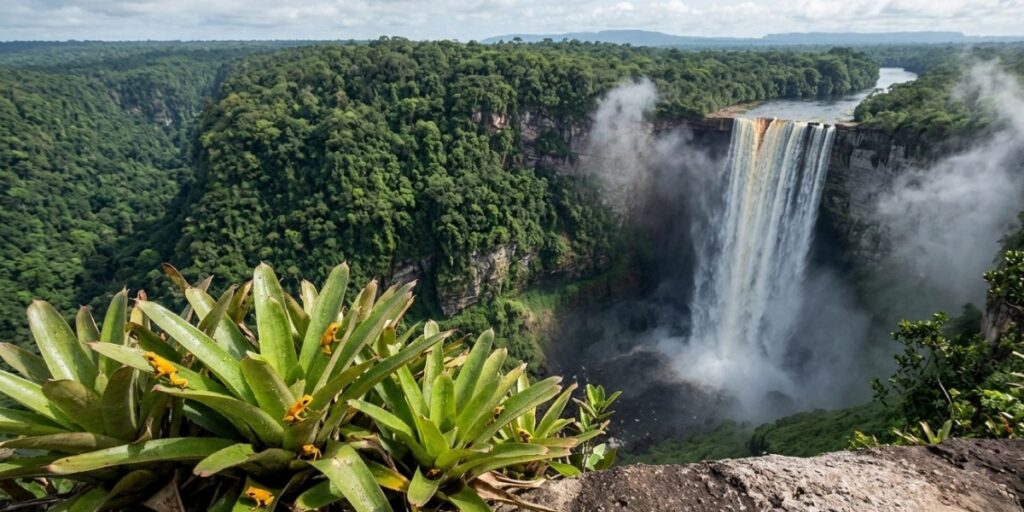 Kaieteur Falls in Guyana rainforest landscape view