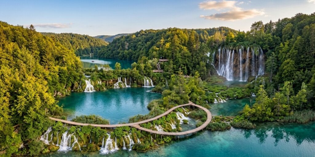 Plitvice Lakes waterfalls in Croatia national park