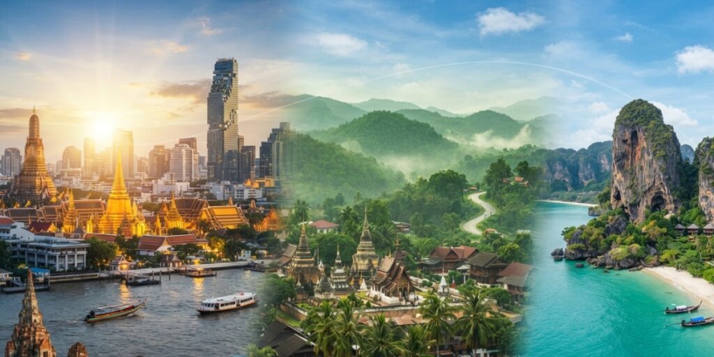 Thailand first-timer travel route Bangkok Chiang Mai beaches