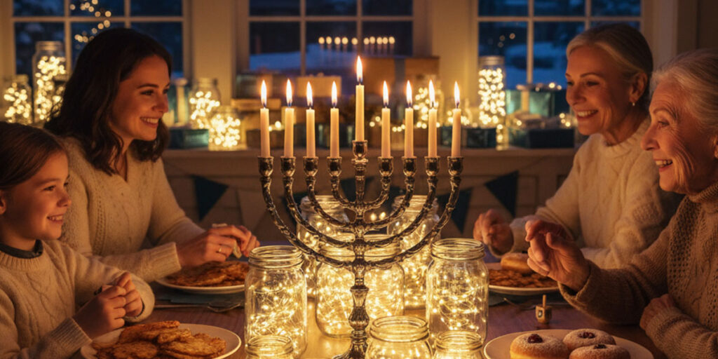 people celebrating hanukkah 