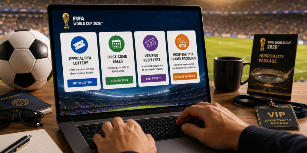 a man buying FIFA tickets online