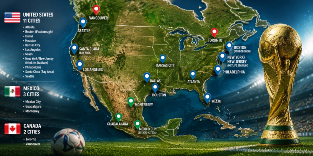 map of FIFA world cup locations