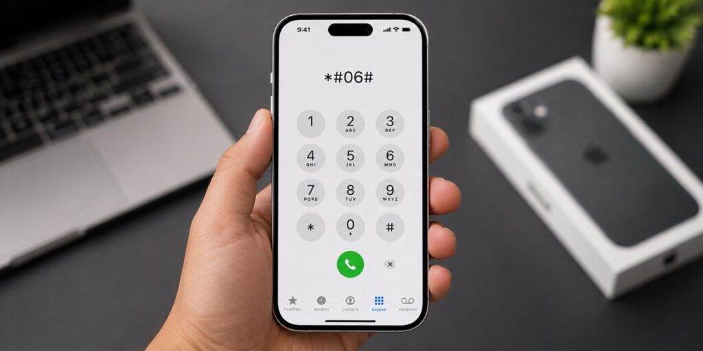 dialing *#06# to check phone EID and IMEI