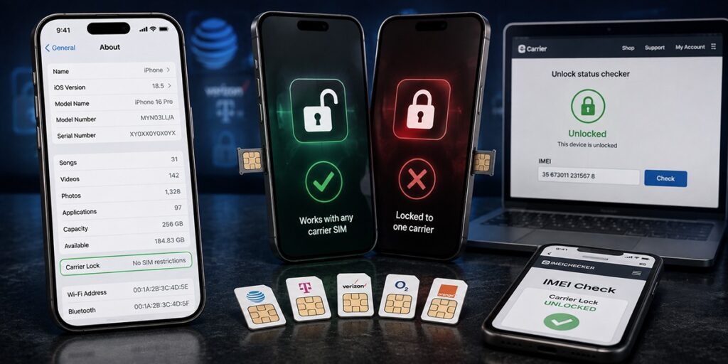 checking iPhone carrier lock status and SIM restrictions