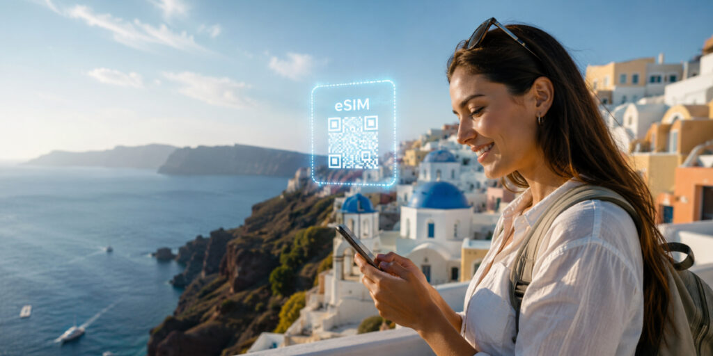traveler scanning the eSIM
