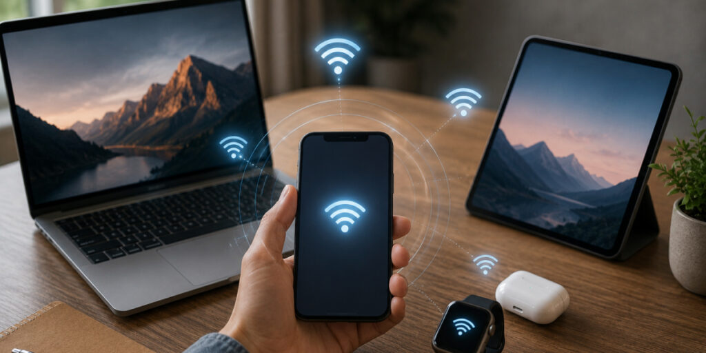 mobile phone connected with wifi