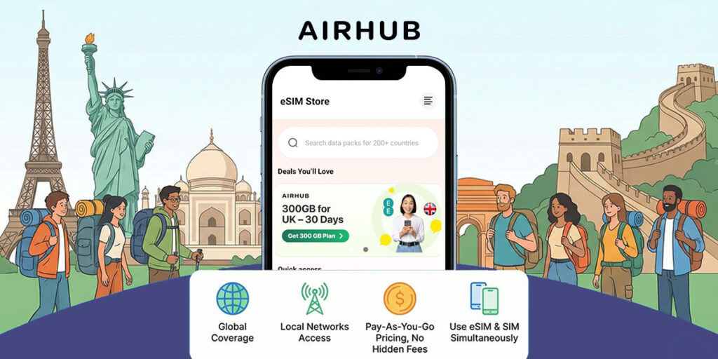 airhub esim plans on a mobile phone