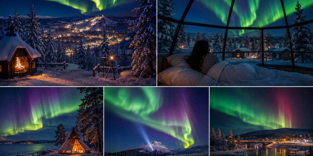 View of northern lights in finland