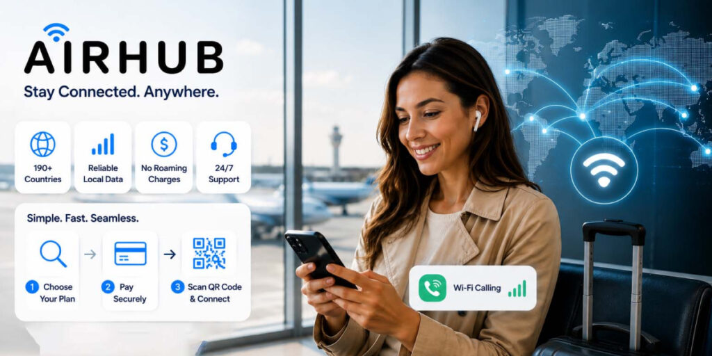 Airhub Wi-Fi calling and global eSIM connectivity