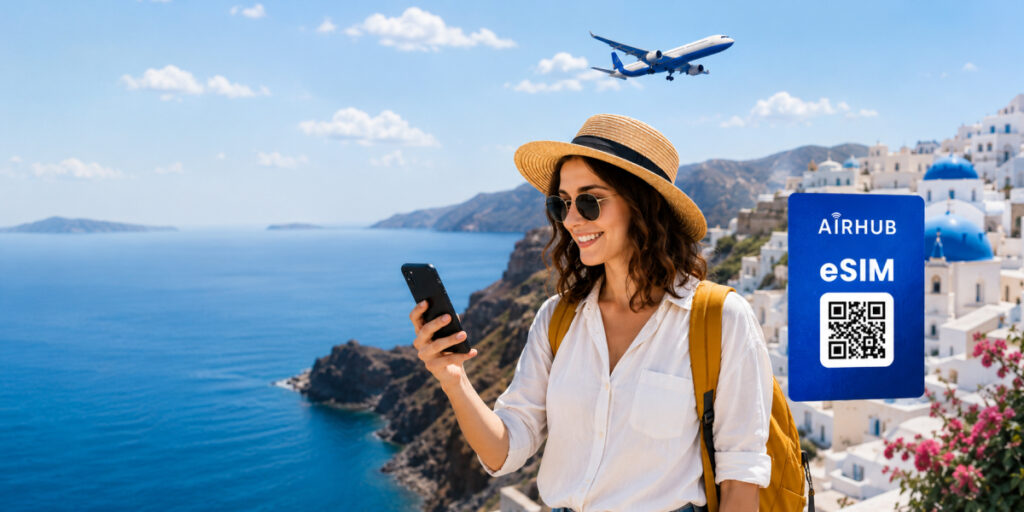 a traveler using phone 