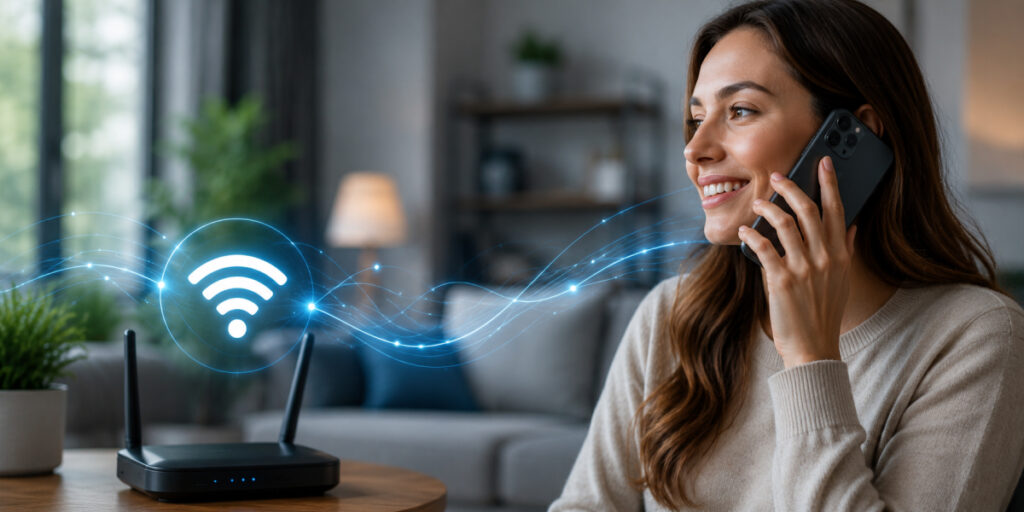 a woman doing wifi call