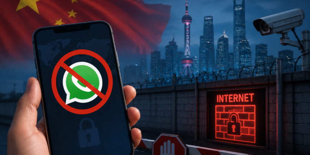 WhatsApp Blocked sign with internet written in a wall