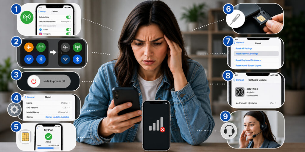 woman with different iphone settings
