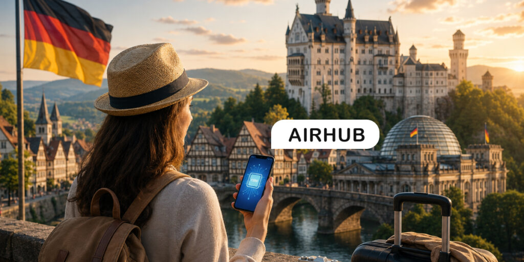 traveler using Airhub eSIM in germany