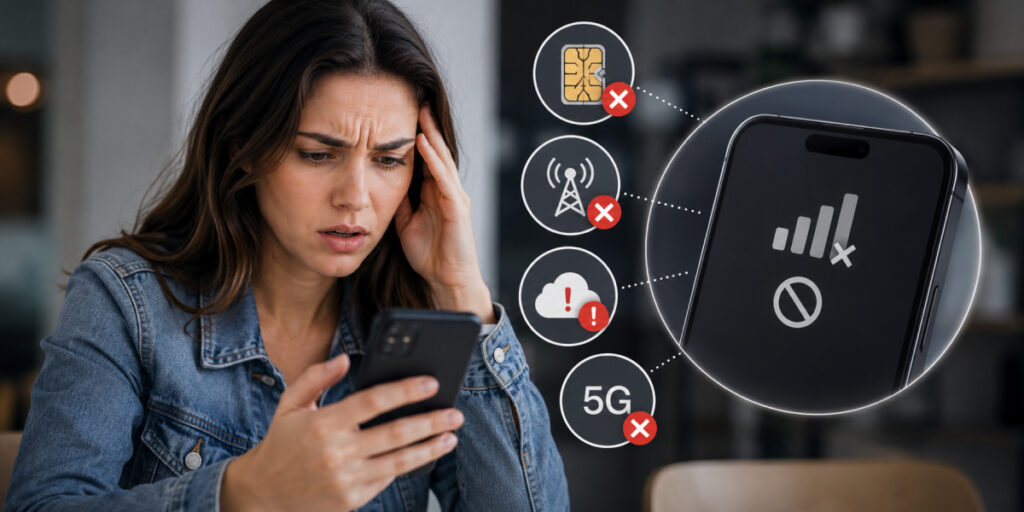 woman with no network
