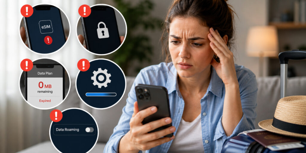 woman worried as eSIM not working