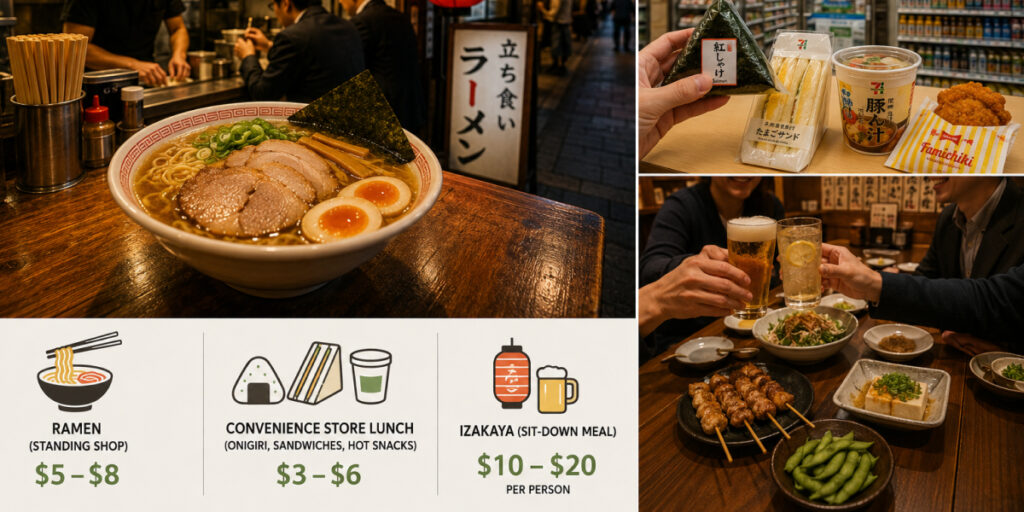 Japan food costs by meal type and dining budget