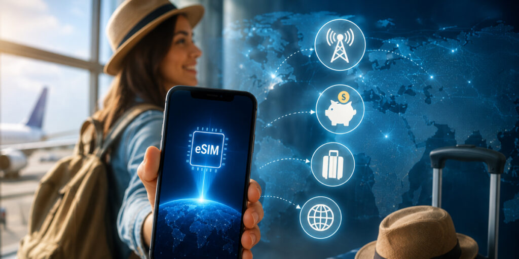 woman with an esim