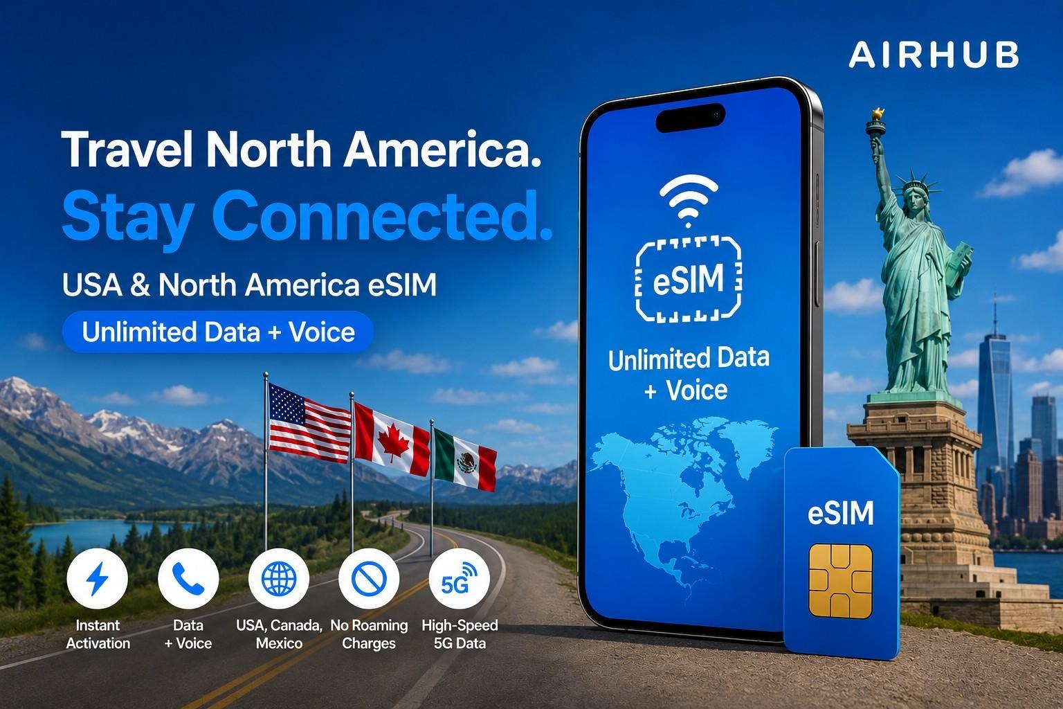 Airhub Expands USA and North America eSIM Plans