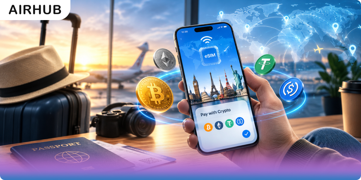 Buy Airhub Travel eSIM with Cryptocurrency