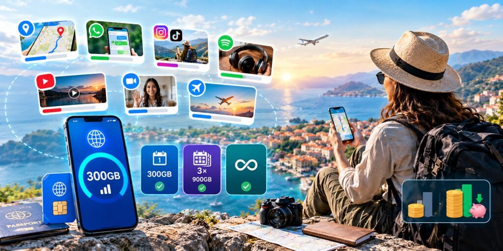 300GB data plan comparison for monthly and long-term travel usage
