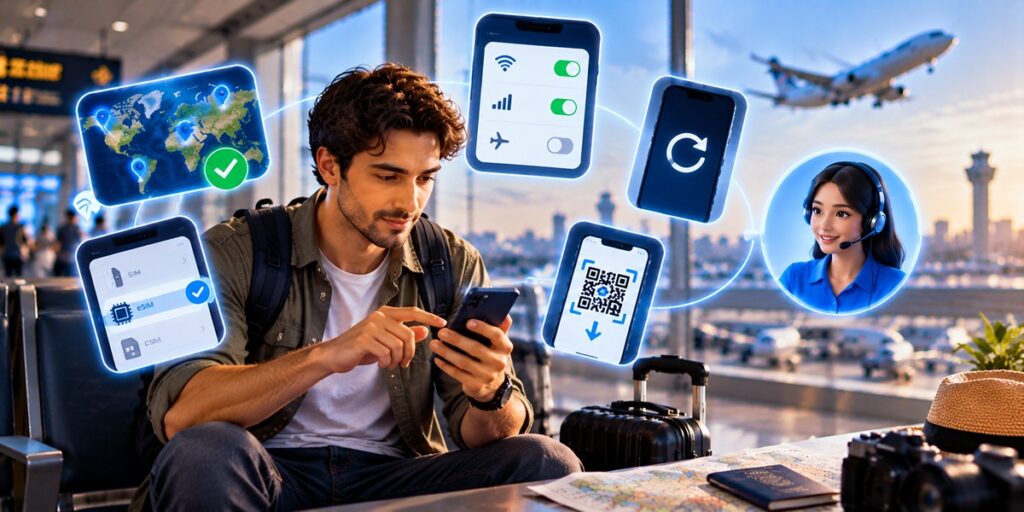 Troubleshooting eSIM connection issues while traveling